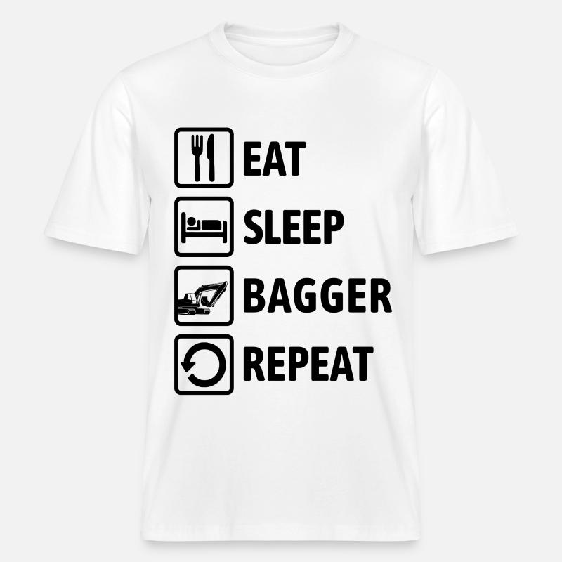 Eat Sleep Bagger Repeat - digging & digging -  RELAXED FIT Unisex Organic T-Shirt - white