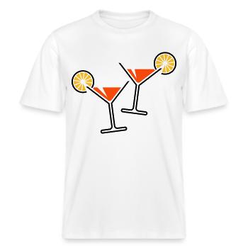 2 Cocktailgläser / Cocktail / Martini + (Orange) -  RELAXED FIT Unisex Organic T-Shirt - Weiß - Vorne - Alina (178cm) & Michal (187cm)