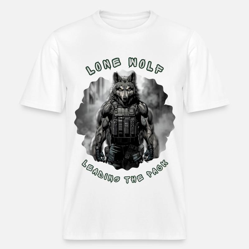 Lone Wolf Commando - Tactical Alpha Soldier - RELAXED FIT Unisex Organic T-Shirt - white
