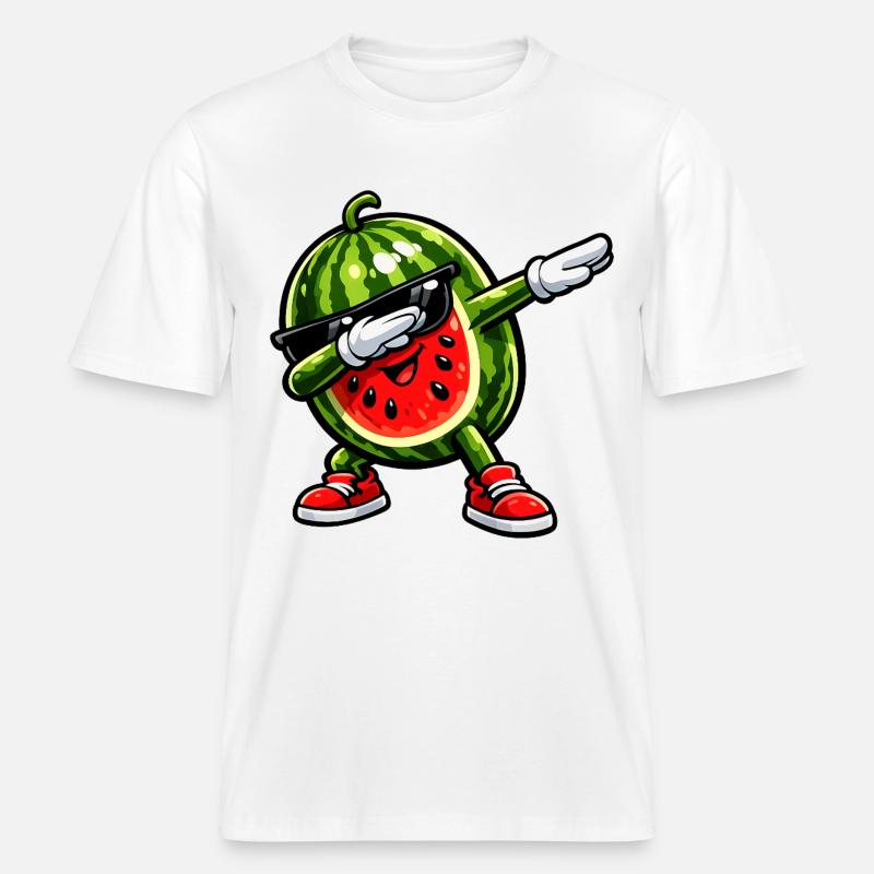 Tamponnement de pastèque - T-shirt unisexe RELAXED FIT en coton bio - blanc