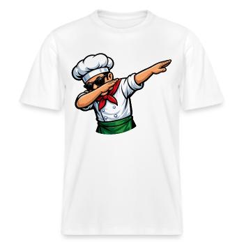 Dabbing Italienischer Pizzabäcker -  RELAXED FIT Unisex Organic T-Shirt - Weiß - Vorne - Alina (178cm) & Michal (187cm)