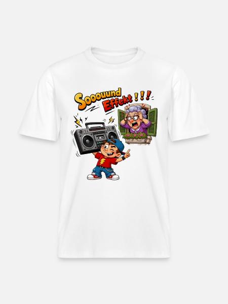 Boombox Chaos mit Oma - RELAXED FIT Unisex Organic T-Shirt - Weiß