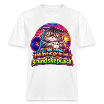 Ich bin nicht schlecht gelaunt - ich bin -  RELAXED FIT Unisex Organic T-Shirt - Weiß - Vorne - Alina (178cm) & Michal (187cm)