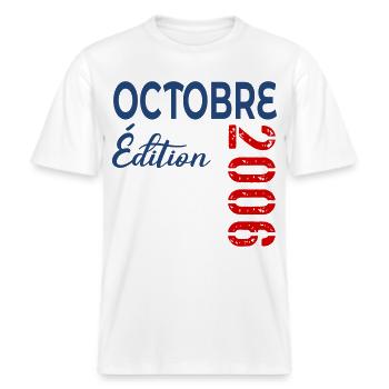 20-jähriges Jubiläum, Oktober 2006, Frankreich -  RELAXED FIT Unisex Organic T-Shirt - Weiß - Vorne - Alina (178cm) & Michal (187cm)