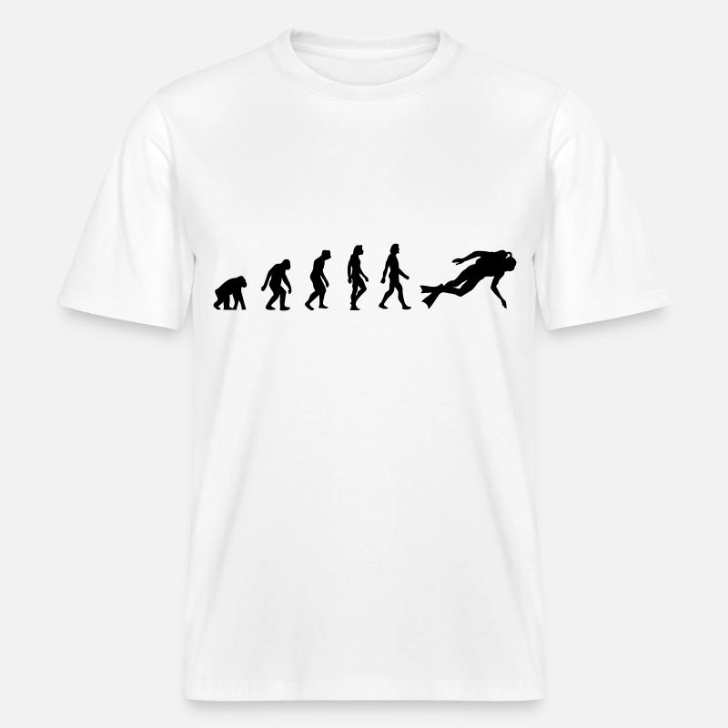 L évolution de la Plongée -  T-shirt unisexe RELAXED FIT en coton bio - blanc