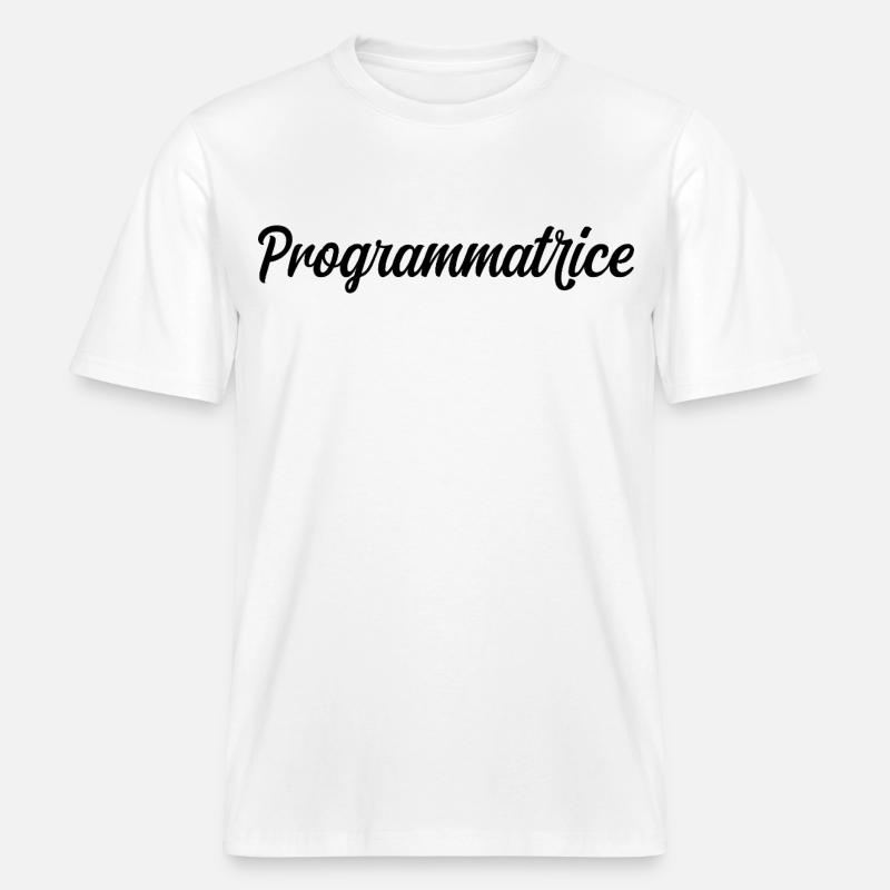 Programmatrice Informatique Code Développeuse Web -  T-shirt unisexe RELAXED FIT en coton bio - blanc