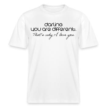 Romantique -  T-shirt unisexe RELAXED FIT en coton bio - blanc - Devant - Alina (178cm) & Michal (187cm)