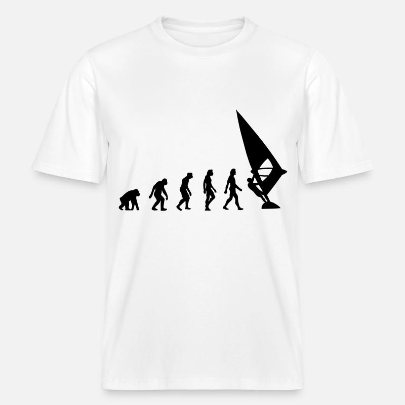 Die Evolution von Windsurfing -  RELAXED FIT Unisex Organic T-Shirt - Weiß