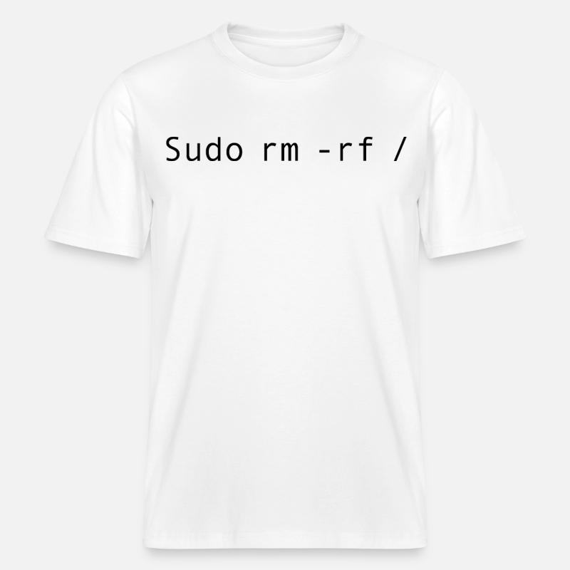Linux Coding Sudo rm -rf / -  RELAXED FIT Unisex Organic T-Shirt - white