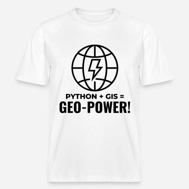 Python GIS Geo-Power Programming Geospatial -  RELAXED FIT Unisex Organic T-Shirt - white
