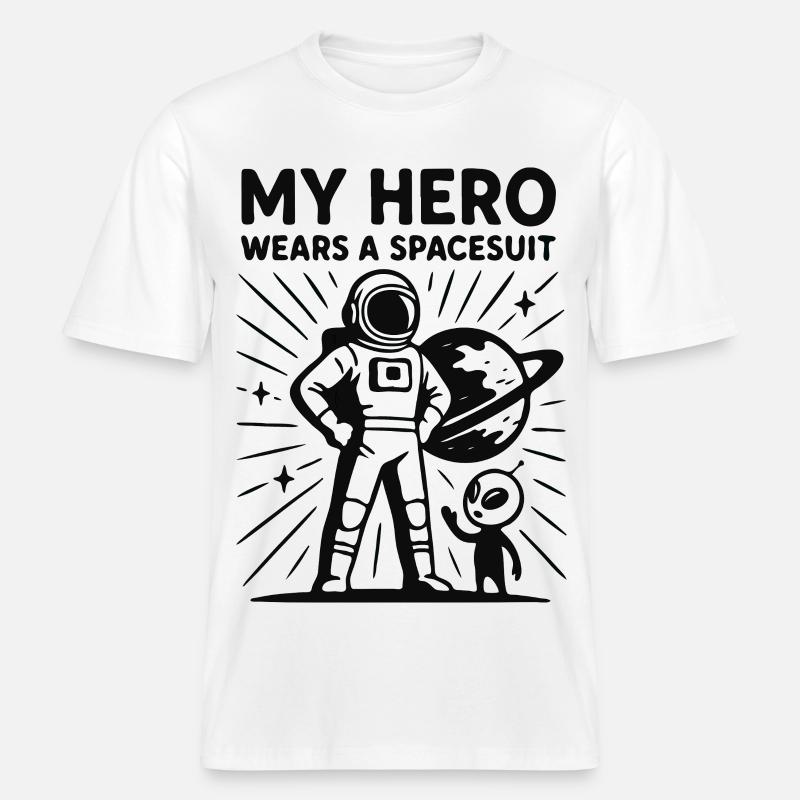 Héros de l’espace en combinaison spatiale -  T-shirt unisexe RELAXED FIT en coton bio - blanc