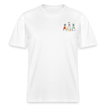 Softgetränk-Trio -  RELAXED FIT Unisex Organic T-Shirt - Weiß - Vorne - Alina (178cm) & Michal (187cm)
