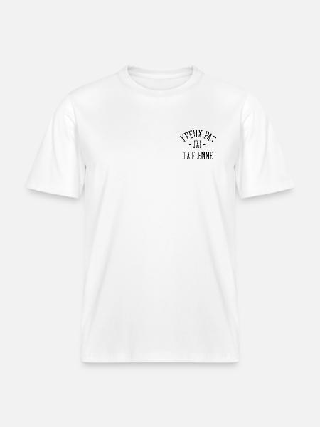 Fatigue flemme humour - T-shirt unisexe RELAXED FIT en coton bio - blanc