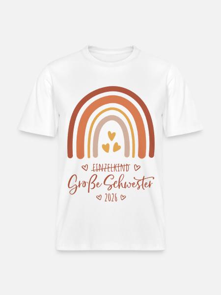 Große Schwester 2026 Regenbogen - RELAXED FIT Unisex Organic T-Shirt - Weiß