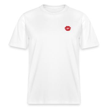 Kussmund rot -  RELAXED FIT Unisex Organic T-Shirt - Weiß - Vorne - Alina (178cm) & Michal (187cm)