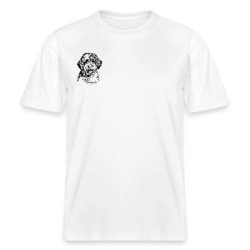 Lagotto Romagnolo Portrait Hunde Hund Wilsigns -  RELAXED FIT Unisex Organic T-Shirt - Weiß - Vorne - Alina (178cm) & Michal (187cm)