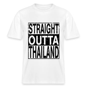 Thailand Straight outta Thailand -  RELAXED FIT Unisex Organic T-Shirt - Weiß - Vorne - Alina (178cm) & Michal (187cm)