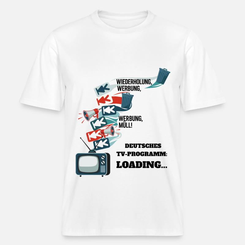 Deutsches TV-Programm: Loading... -  RELAXED FIT Unisex Organic T-Shirt - Weiß