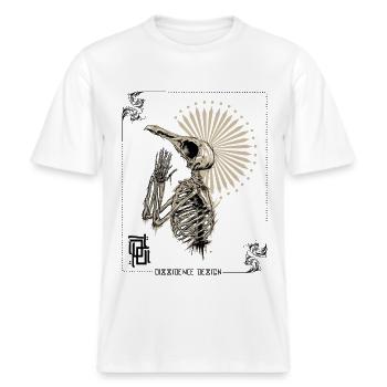 Dark raven -  RELAXED FIT Unisex Organic T-Shirt - Weiß - Vorne - Alina (178cm) & Michal (187cm)