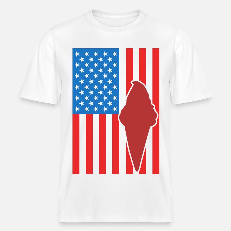 Crème glacée Drapeau des États-Unis -  T-shirt unisexe RELAXED FIT en coton bio - blanc