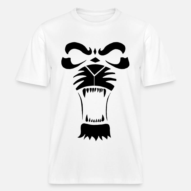Raublöwe oder Tiger (Schwarz) -  RELAXED FIT Unisex Organic T-Shirt - Weiß