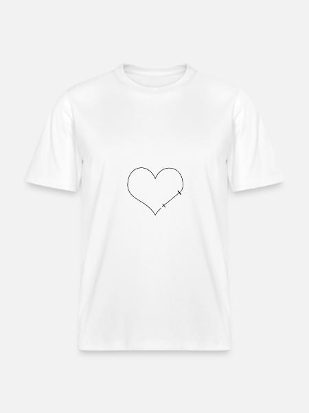 dumbbell heart - RELAXED FIT Unisex Organic T-Shirt - white