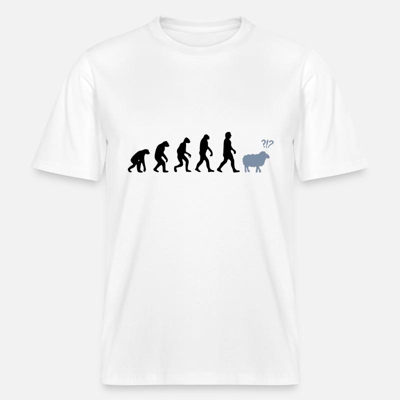 evolution mouton -  T-shirt unisexe RELAXED FIT en coton bio - blanc