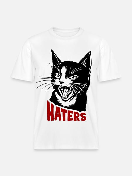 Chat et ennemi - T-shirt unisexe RELAXED FIT en coton bio - blanc