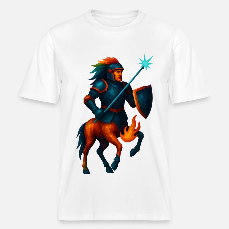 Animal de style WPAP - Centaure en armure avec lance laser -  T-shirt unisexe RELAXED FIT en coton bio - blanc