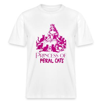 Princess of Feral Cats -  RELAXED FIT Unisex Organic T-Shirt - white - Front - Alina (178cm) & Michal (187cm)