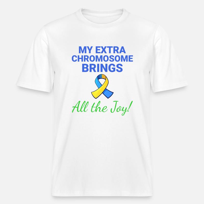 Down-Syndrom-Bewusstsein Joyful Extra Chromosom -  RELAXED FIT Unisex Organic T-Shirt - Weiß