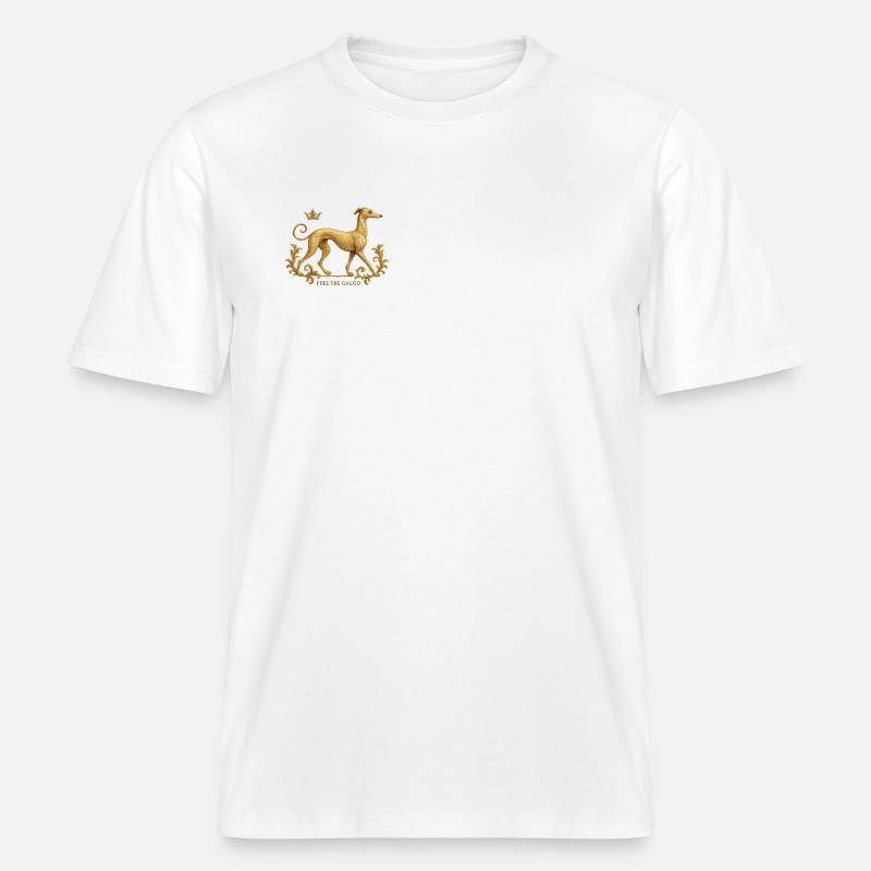 Libérez le Galgo - Broderie n°01 -  T-shirt unisexe RELAXED FIT en coton bio - blanc