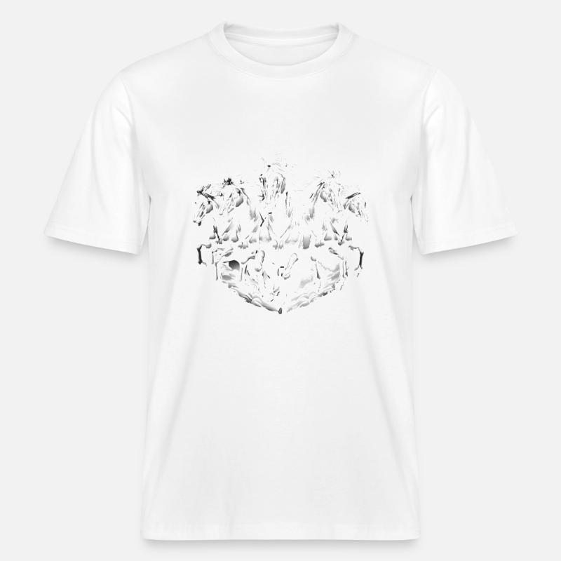 Laufpferde Dynamisches Schwarz-Weiß-Design - RELAXED FIT Unisex Organic T-Shirt - Weiß