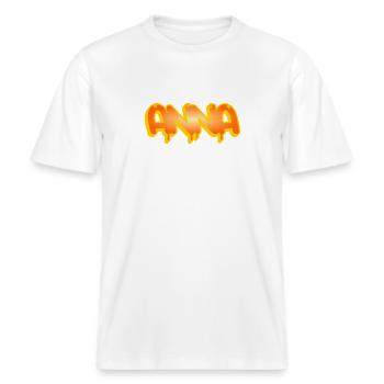 Graffiti Prénom Anna -  T-shirt unisexe RELAXED FIT en coton bio - blanc - Devant - Alina (178cm) & Michal (187cm)