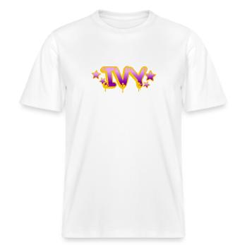 Graffiti Name Ivy -  RELAXED FIT Unisex Organic T-Shirt - white - Front - Alina (178cm) & Michal (187cm)
