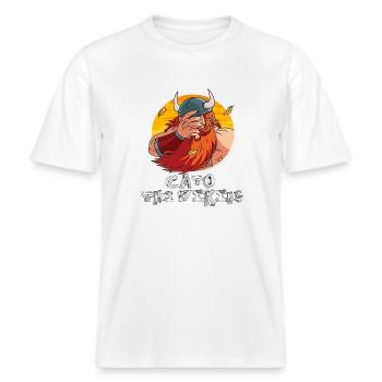 FacePalm Viking -  RELAXED FIT Unisex Organic T-Shirt - white - Front - Alina (178cm) & Michal (187cm)
