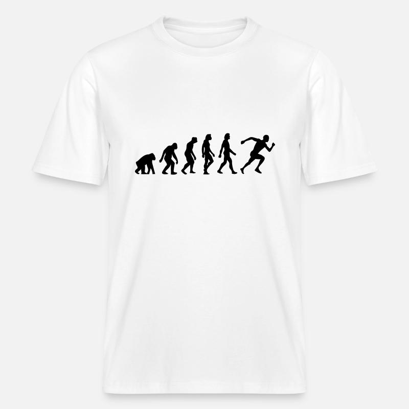 L évolution de la course -  T-shirt unisexe RELAXED FIT en coton bio - blanc