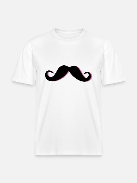 Funky Mustache -  RELAXED FIT Unisex Organic T-Shirt - white