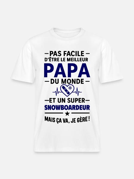 Heart + Snowboard – Super Snowboarder Dad - RELAXED FIT Unisex Organic T-Shirt - white