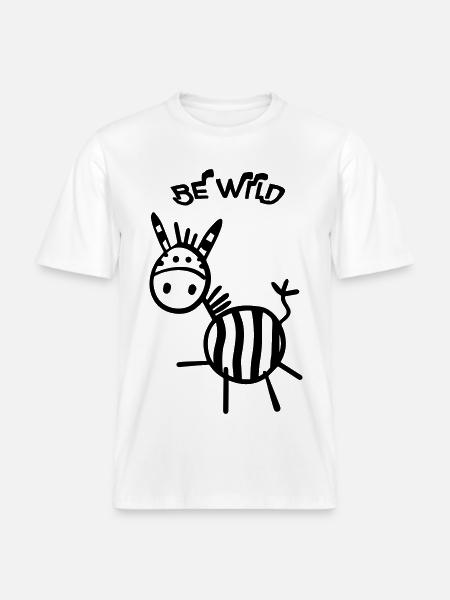 Be Wild Zebra - RELAXED FIT Unisex Organic T-Shirt - white