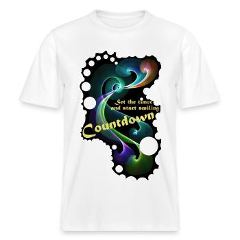 Countdown Smiling timer -  RELAXED FIT Unisex Organic T-Shirt - Weiß - Vorne - Alina (178cm) & Michal (187cm)