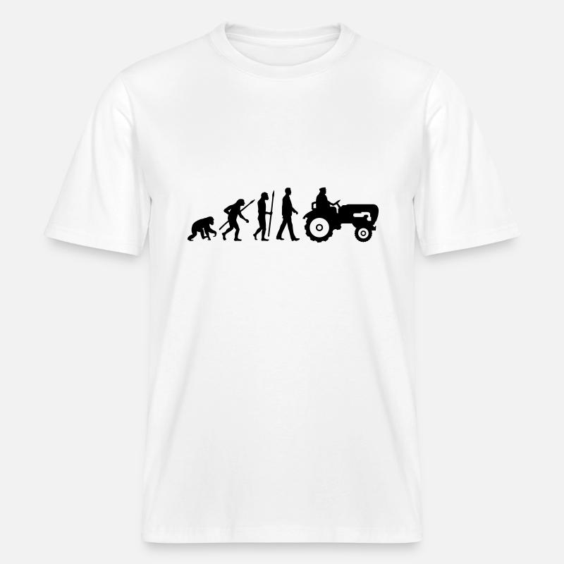 evolution_bauer_mit_traktor_032013_a_1c -  RELAXED FIT Unisex Organic T-Shirt - white
