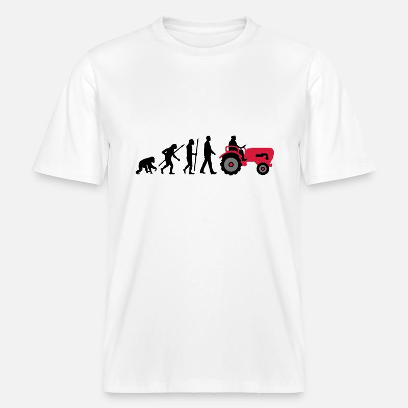 evolution_bauer_mit_traktor_032013_a_3c -  RELAXED FIT Unisex Organic T-Shirt - white