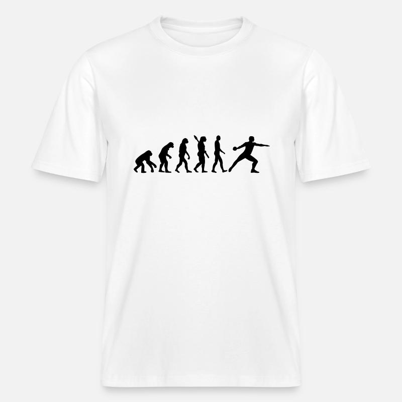 Évolution Lancer du disque -  T-shirt unisexe RELAXED FIT en coton bio - blanc