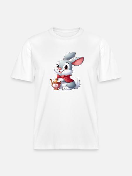 Rabbit 12 -  RELAXED FIT Unisex Organic T-Shirt - white