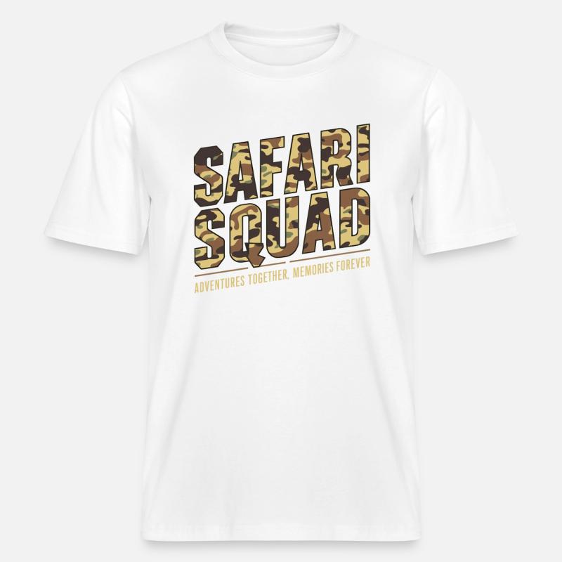 Safari Squad - Aventure ensemble, Souvenirs - T-shirt unisexe RELAXED FIT en coton bio - blanc