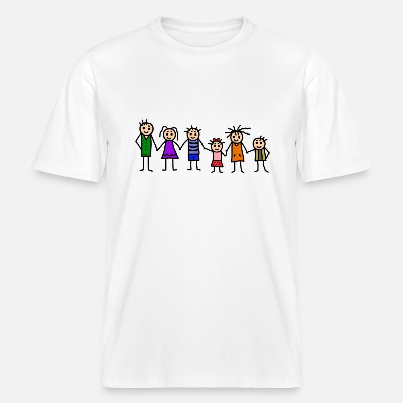 Famille avec beaucoup d'enfants -  T-shirt unisexe RELAXED FIT en coton bio - blanc