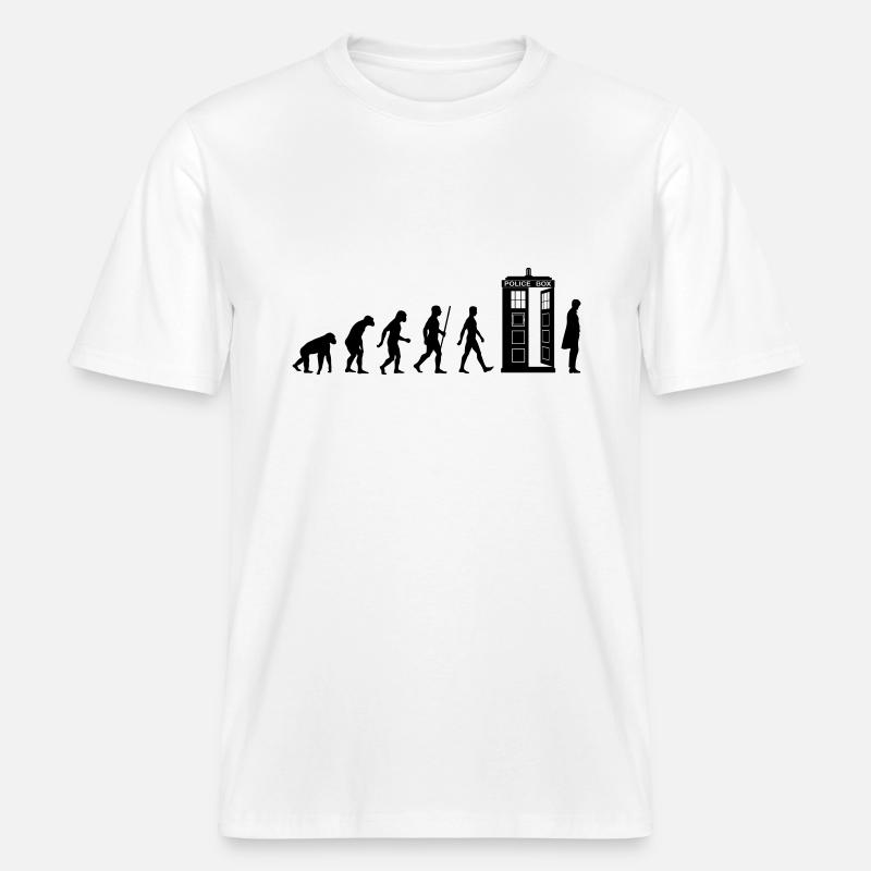 Evolution Tardis -  T-shirt unisexe RELAXED FIT en coton bio - blanc