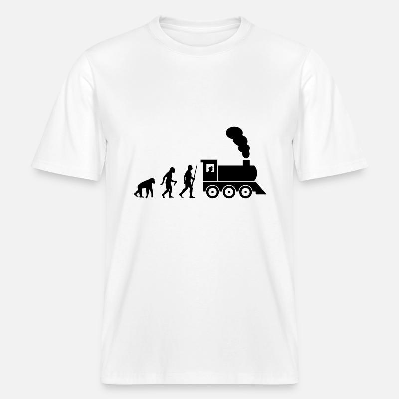 Train driver evolution - RELAXED FIT Unisex Organic T-Shirt - Weiß