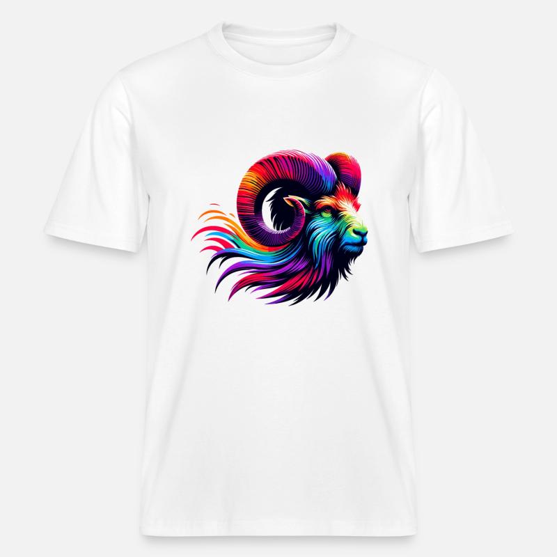 Widder Sternzeichen Lebendiges Regenbogen-Design -  RELAXED FIT Unisex Organic T-Shirt - Weiß